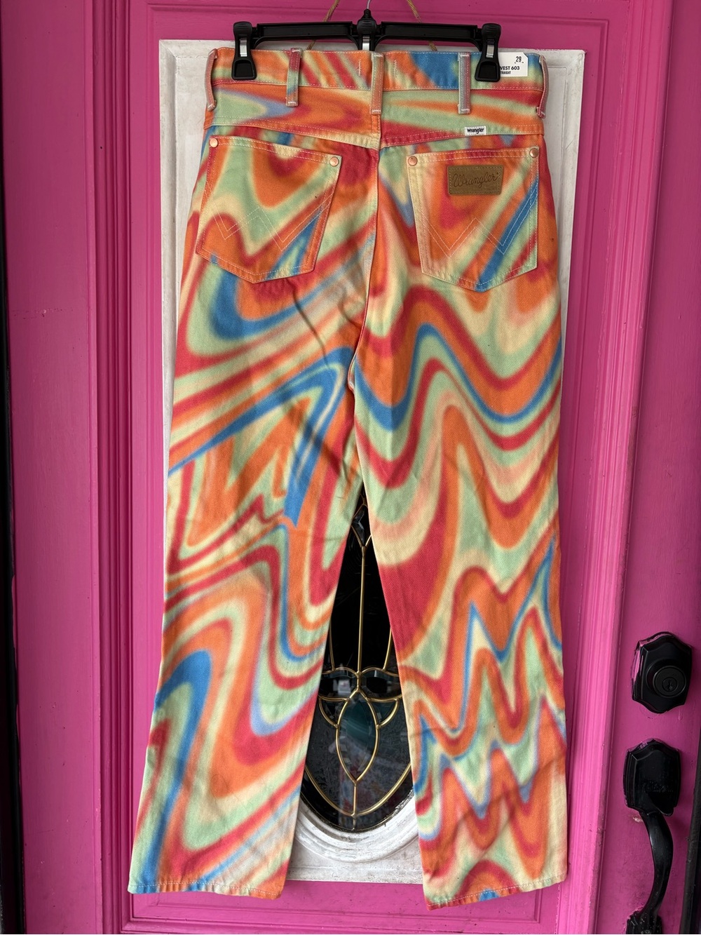 Wrangler Multicolor Swirl Straight Jeans — Orange, Blue, Cream